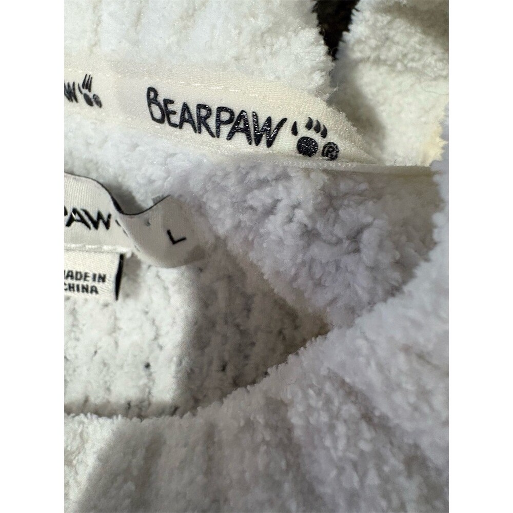 BearPaw Sweater Womens Size L Gray White Striped Waffle Knit Pullover - Picture 8 of 9